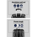 Wanderlite 3pc Luggage Trolley Travel Suitcase Set TSA Hard Case Lightweight Black-4