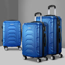 Wanderlite 3pc Luggage Trolley Travel Suitcase Set TSA Hard Shell Case Strap Blue-1