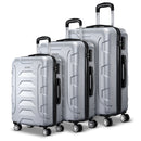 Wanderlite 3pc Luggage Trolley Travel Suitcase Set TSA Hard Case Shell Strap Silver-3