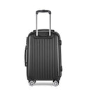 Wanderlite 24" 66cm Luggage Trolley Travel Set Suitcase Carry On Hard Case TSA Lock Lightweight Black-3
