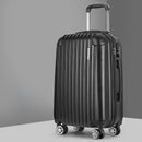 Wanderlite 24" 66cm Luggage Trolley Travel Set Suitcase Carry On Hard Case TSA Lock Lightweight Black-1