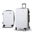 Wanderlite 2pc Luggage Trolley Set Suitcase Travel TSA Carry On Hard Case Lightweight White-1