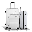 Wanderlite 3pc Luggage Trolley Set Suitcase Travel TSA Carry On Hard Case Lightweight White-3