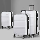 Wanderlite 3pc Luggage Trolley Set Suitcase Travel TSA Carry On Hard Case Lightweight White-1