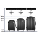 Wanderlite 3pcs LuggageTrolley Set Travel Suitcase Storage Organiser Carry On Hard Case TSA Lightweight Black-2