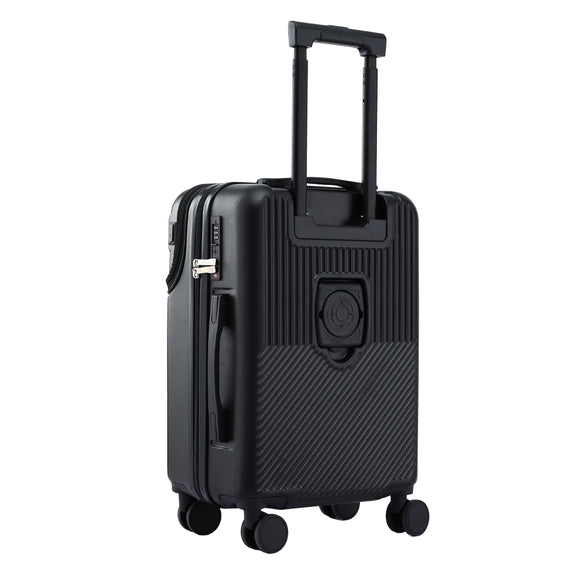 Wanderlite 20" Luggage Suitcase Front Pocket Travel Carry On TSA Black