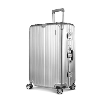 Wanderlite 28" Luggage Trolley Travel Suitcase Set TSA Carry On Lightweight Aluminum Silver - 0