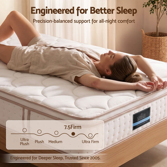 Giselle 30cm King Single Spring Mattress Tencel Cover 5-Zone Firm Back Support