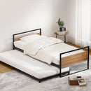 Artiss Bed Frame 2x Single Size Metal Trundle Daybed DEAN-7