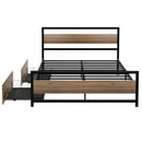 Artiss Bed Frame Double Size Metal Frame with 2 Drawers DREW-3