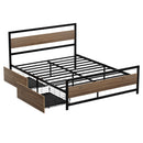 Artiss Bed Frame Double Size Metal Frame with 2 Drawers DREW-8
