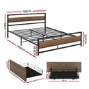 Artiss Bed Frame Queen Size Metal Frame with 2 Drawers DREW-2