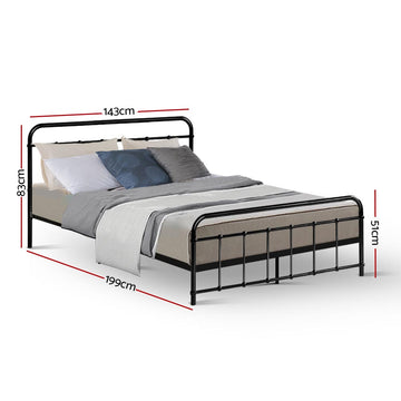 Artiss Bed Frame Metal Bed Frame LEO - Double (Black) - 0