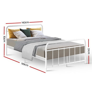 Artiss Bed Frame Metal Bed Frame LEO - Double (White) - 0