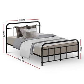 Artiss Bed Frame Metal Bed Frame LEO - King Single(Black) - 0