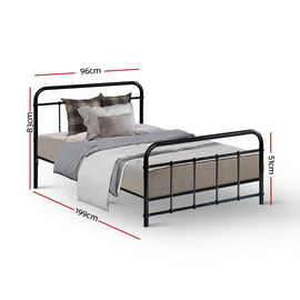 Artiss Bed Frame Metal Bed Frame LEO - Single (Black) - 0