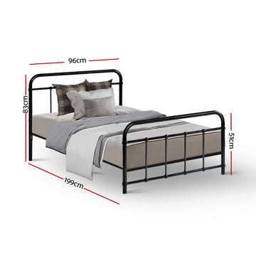 Artiss Bed Frame Metal Bed Frame LEO - Single (Black) - 0