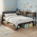 Artiss Bed Frame King Single Size with 2 Drawers and Charging Station Metal Corner Bed Base-1