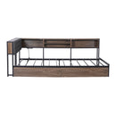Artiss Bed Frame King Single Size with 2 Drawers and Charging Station Metal Corner Bed Base-3