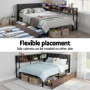 Artiss Bed Frame King Single Size with 2 Drawers and Charging Station Metal Corner Bed Base-8