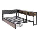 Artiss Bed Frame King Single Size with 2 Drawers and Charging Station Metal Corner Bed Base-9