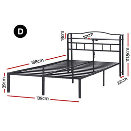 Artiss Bed Frame Double Size with Charging Station WAVE - 0