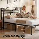 Artiss Bed Frame Double Size with Charging Station WAVE-5