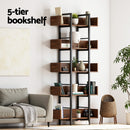 Artiss Bookshelf 5-Tier Bookcase Display Shelves Metal Storage Stand Rack Walnut-6
