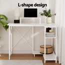 Artiss Computer Desk L-Shape Home Office Study Table Open Shelves White 100CM-4