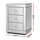 Artiss Bedside Table 3 Drawers Mirrored - PRESIA Silver-2