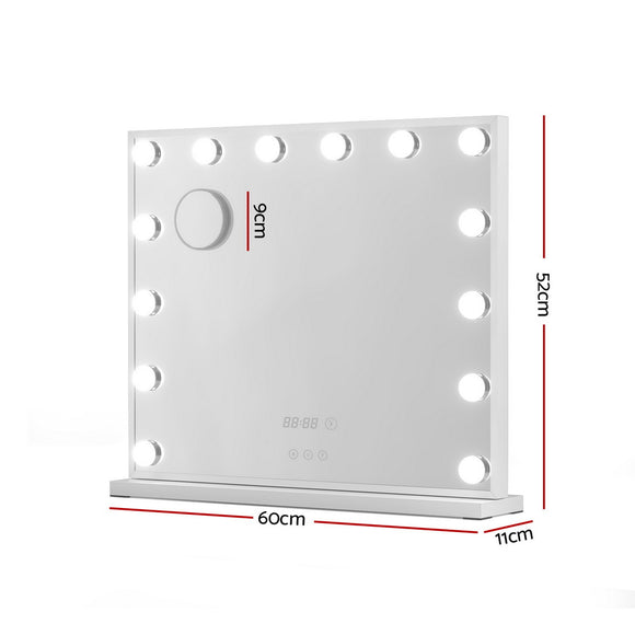 Embellir Makeup Mirror 60x52cm Hollywood Vanity with LED Light Tabletop White