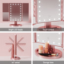 Embellir Tri-fold Makeup Mirror 1X2X3X Magnifying with LED Light Travel Portable Pink-13