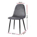 Artiss Dining Chairs Set of 4 Velvet Curved Slope Grey-2
