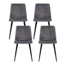 Artiss Dining Chairs Set of 4 Velvet Horizontal Slope Grey-3