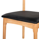 Artiss Dining Chair Rubber Wood Leather Seat Black-3