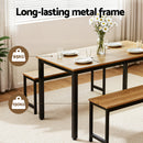 Artiss Dining Table and Chairs Set 3PCS Kitchen Metal Desk Bench Natural Oak-5