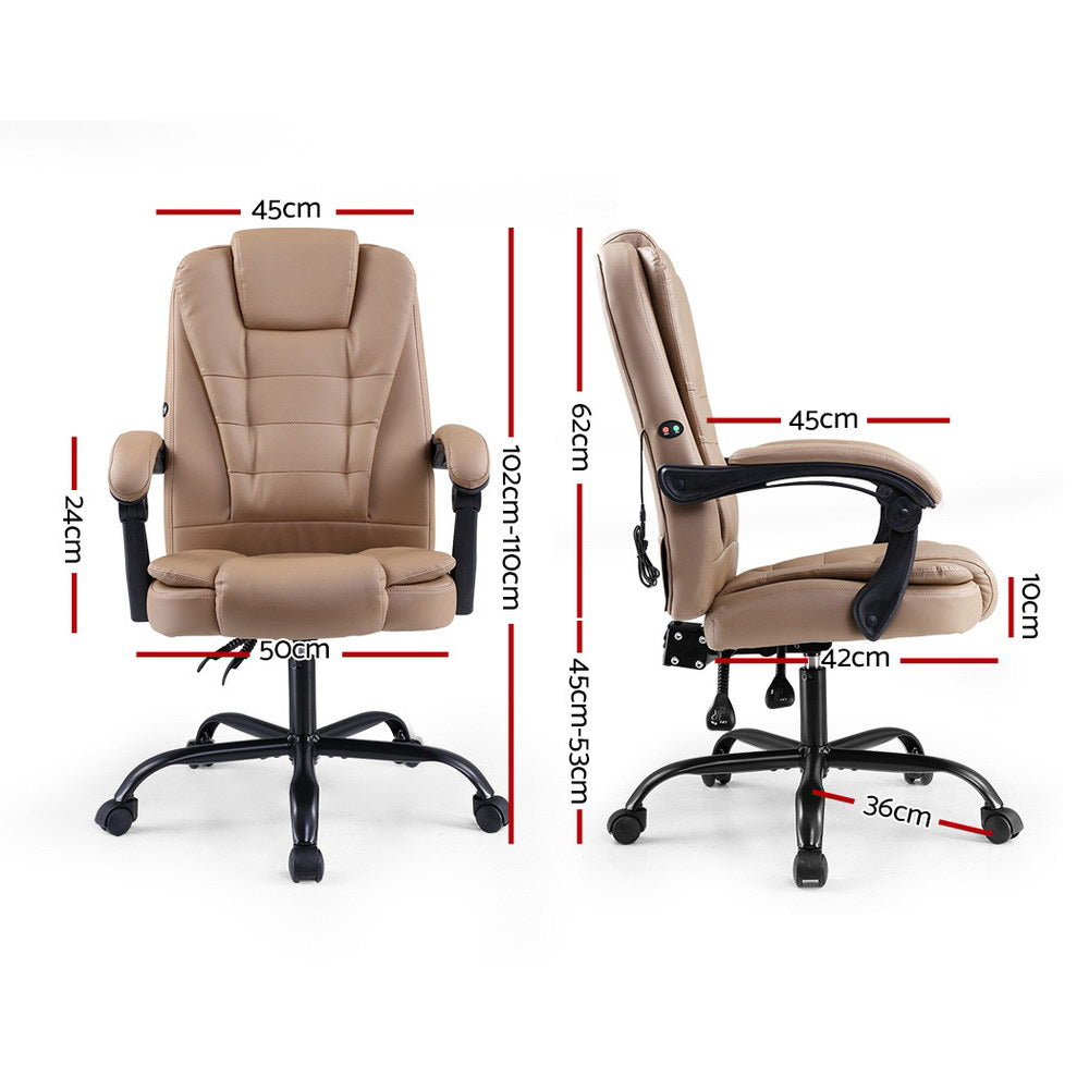 Artiss 2 Point Massage Office Chair PU Leather Espresso - 0