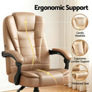 Artiss Massage Office Chair Executive Computer Gaming Chairs Brown PU Leather Espresso-7