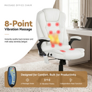 Artiss 8 Point Massage Office Chair Heated Seat Recliner PU White-4