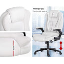 Artiss 8 Point Massage Office Chair Heated Seat Recliner PU White-3