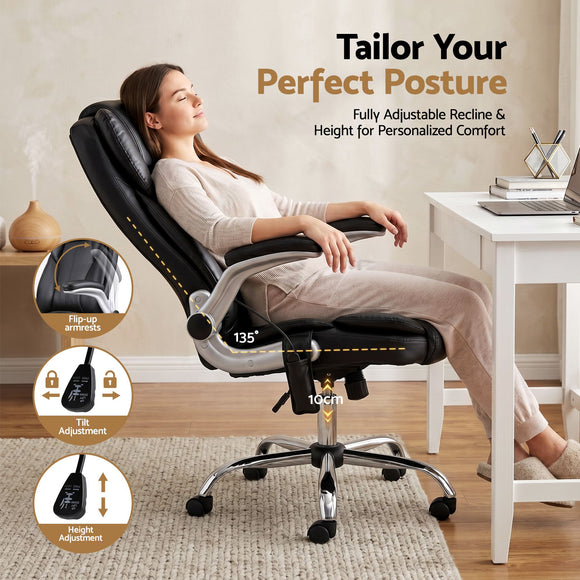 Artiss 8 Point Massage Office Chair PU Leather Black