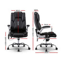 Artiss 8 Point Massage Office Chair PU Leather Black-3