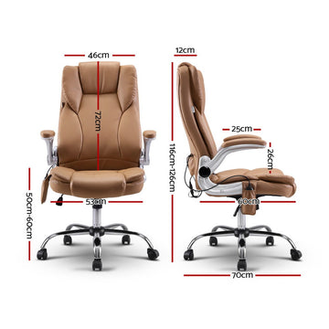 Artiss 8 Point Massage Office Chair PU Leather Espresso - 0