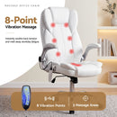 Artiss 8 Point Massage Office Chair PU Leather White-4
