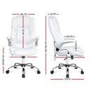 Artiss 8 Point Massage Office Chair PU Leather White-3
