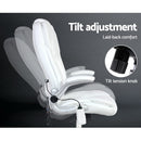Artiss 8 Point Massage Office Chair PU Leather White-5