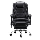 Artiss 8 Point Massage Office Chair PU Leather Footrest Black-3