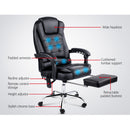 Artiss 8 Point Massage Office Chair PU Leather Footrest Black-3
