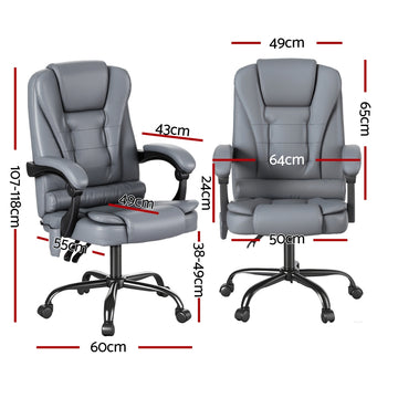 Artiss Executive Office Chair 4-Point Massage Adjustable Ergonomic Recline PU - 0