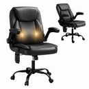 Artiss 2 Point Massage Office Chair Leather Mid Back Black-1